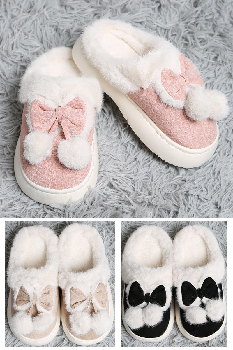 Bow Pom Pom Slippers