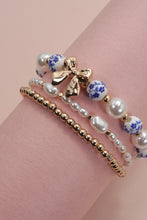 Load image into Gallery viewer, Blue Porcelain Bow Bracelet Stack
